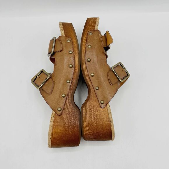 Kork Ease Womens Size 10M Saffron Leather Open Toe Slide Sandals Platform Wedge - Picture 4 of 13